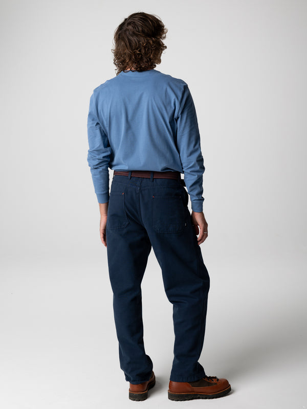 Finisterre Men's Harlyn Logo Long Sleeve T-Shirt Horizon Blue