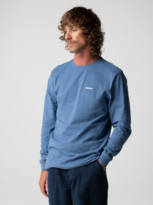 finisterre Men's Harlyn Logo Long Sleeve T-Shirt Horizon Blue
