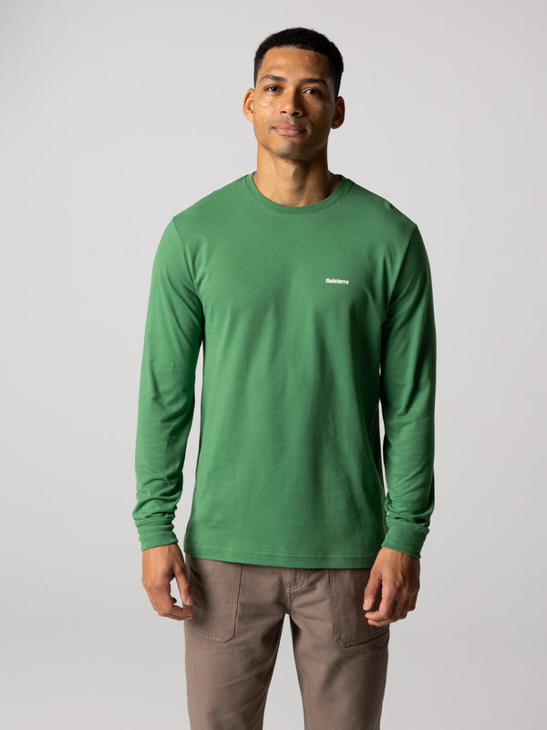 Finisterre Men's Harlyn Logo Long Sleeve T-Shirt Samphire