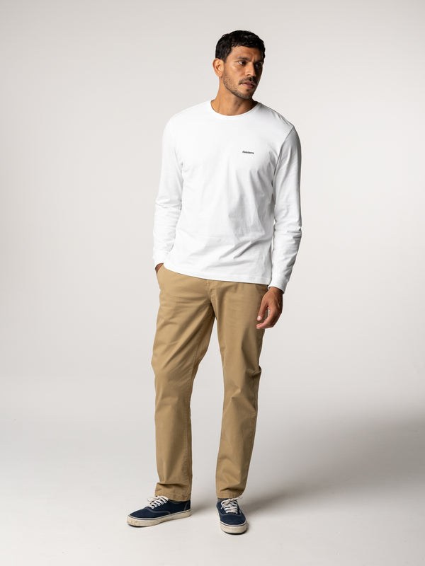 Finisterre Men's Harlyn Logo Long Sleeve T-Shirt White