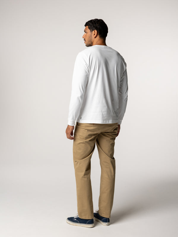 Finisterre Men's Harlyn Logo Long Sleeve T-Shirt White
