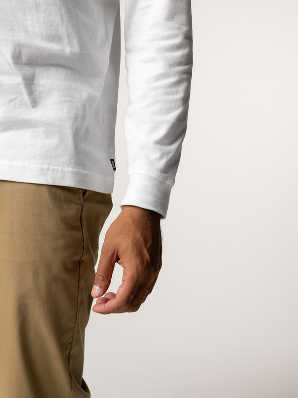 Finisterre Men's Harlyn Logo Long Sleeve T-Shirt White