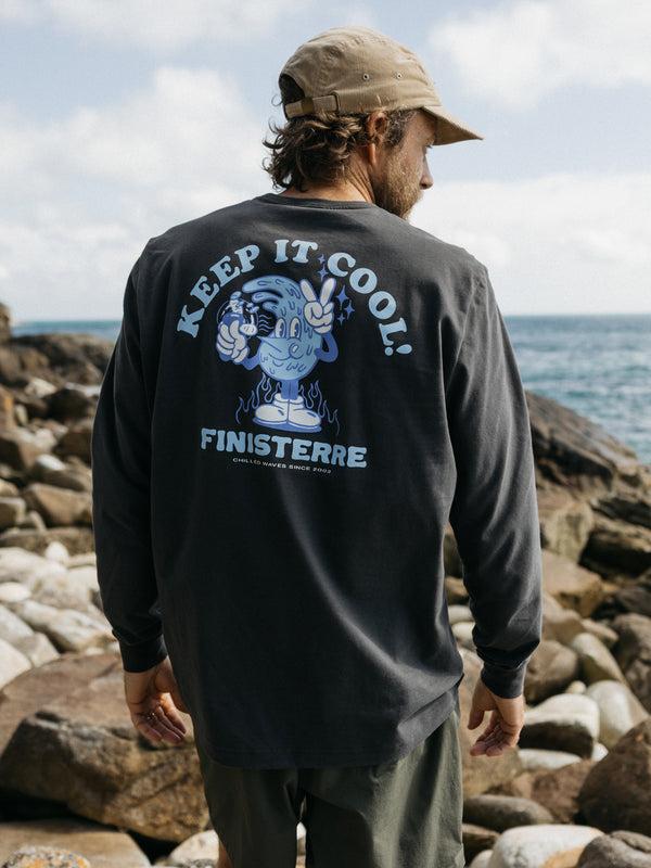 finisterre Men's Heat Wavy Long Sleeve T-Shirt Raven