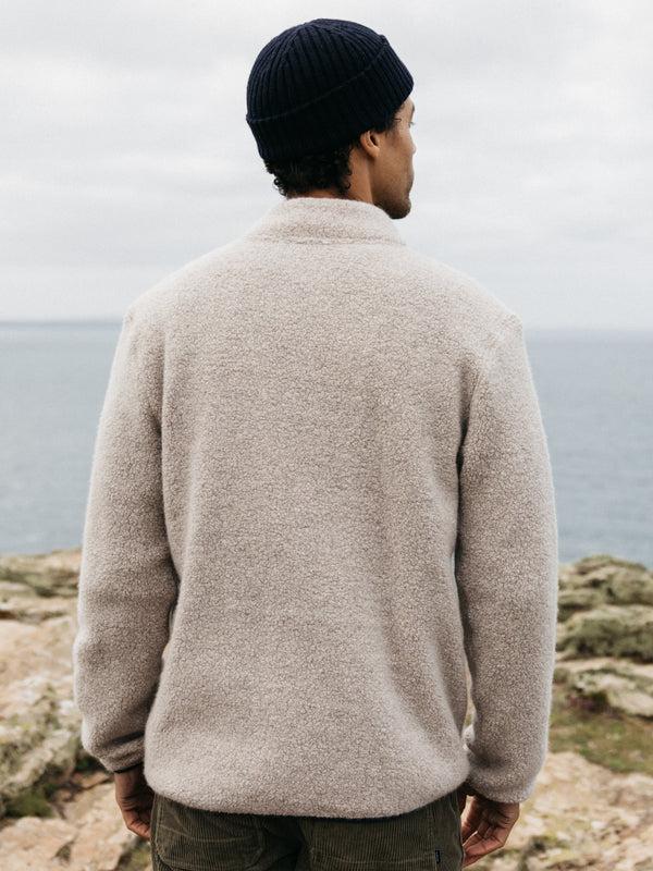 Finisterre Men's Hegen 1/4 Zip Wool Fleece Coastal Fjord/Oatmeal