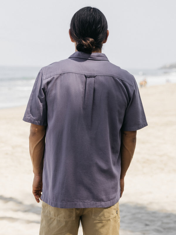 Finisterre Men's Hendra Cotton Short Sleeve Shirt Violet Sky