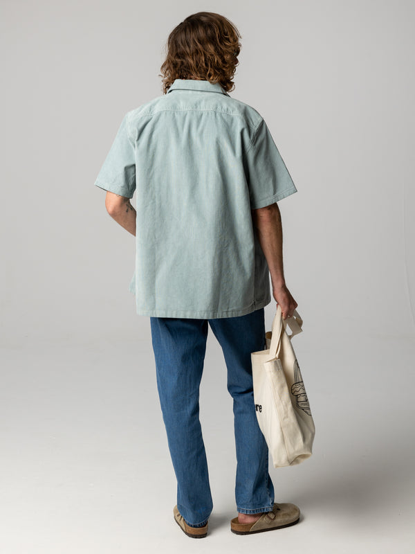 Finisterre Men's Jetty Cord Short Sleeve Shirt Blue Stone