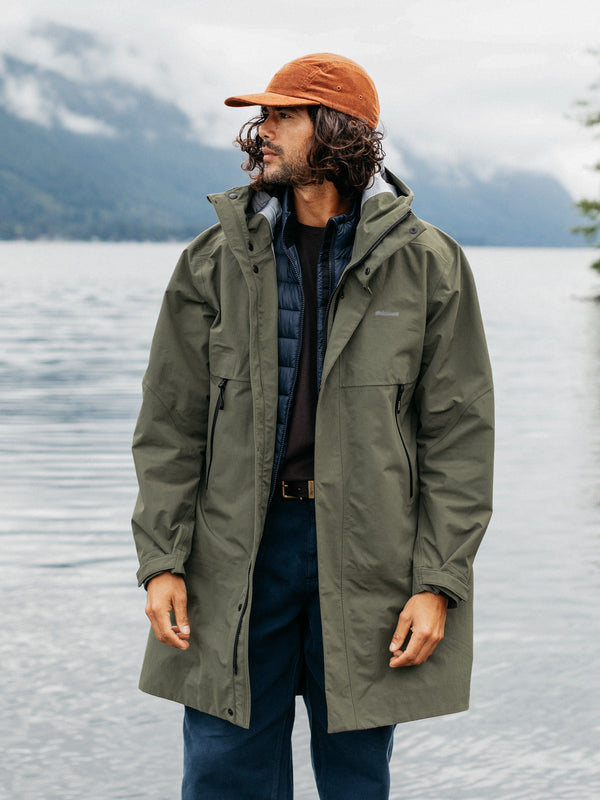 finisterre Men's Longline Stormbird Waterproof Jacket Olive