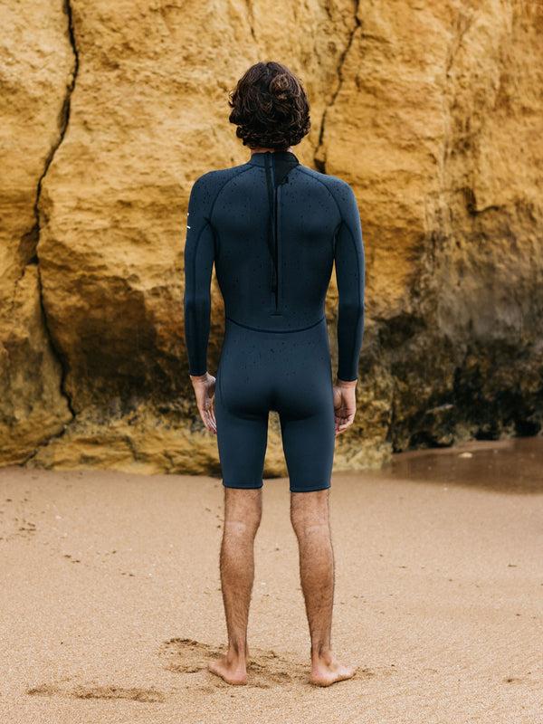 Finisterre Men's Nieuwland 2mm Yulex® Back Zip Long Sleeve Shorty Wetsuit Dark Ozone