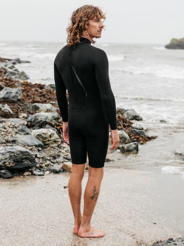 Finisterre Men's Nieuwland 2mm Yulex® Back Zip Long Sleeve Shorty Wetsuit Black