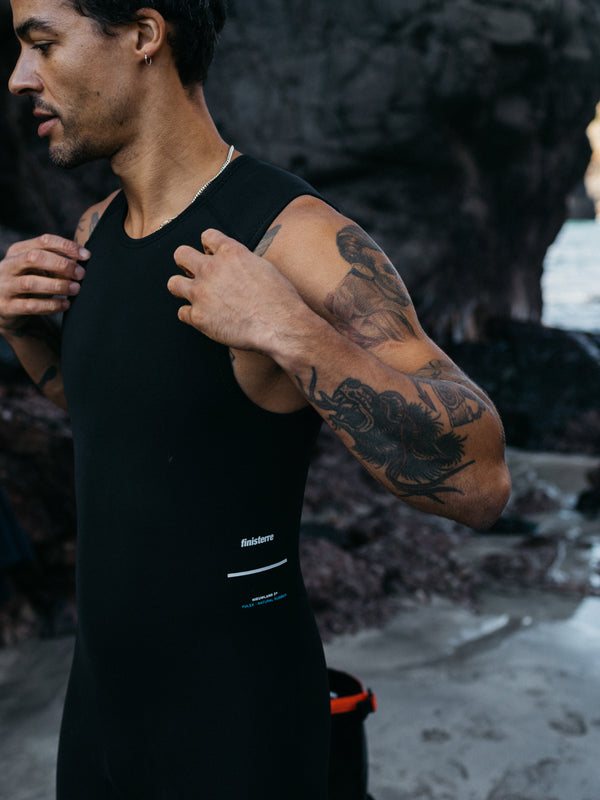 Finisterre Men's Nieuwland 2mm Yulex® Sleeveless Shorty Wetsuit Black