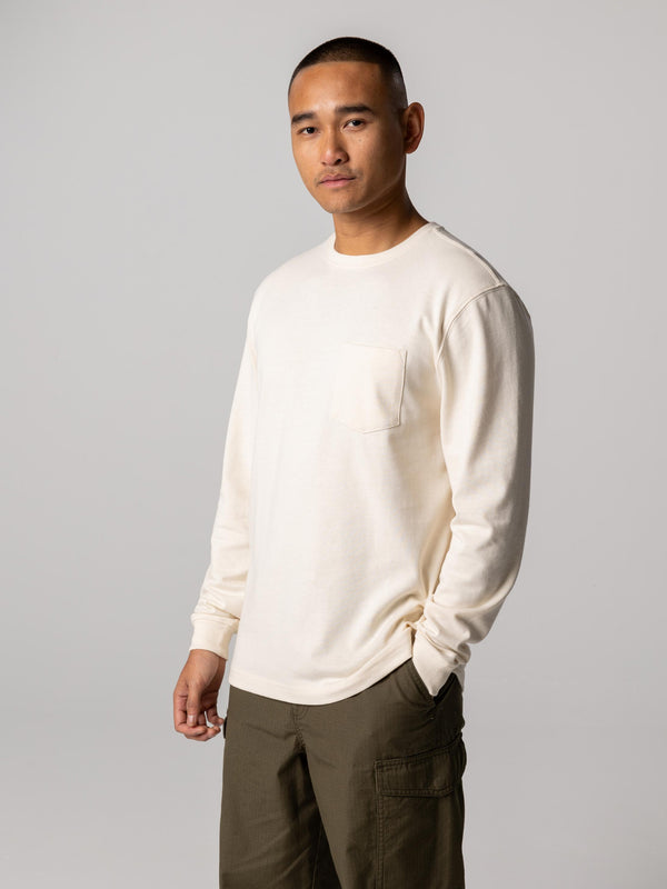 Finisterre Men's Orca Recycled Pocket Long Sleeve T-Shirt Ecru