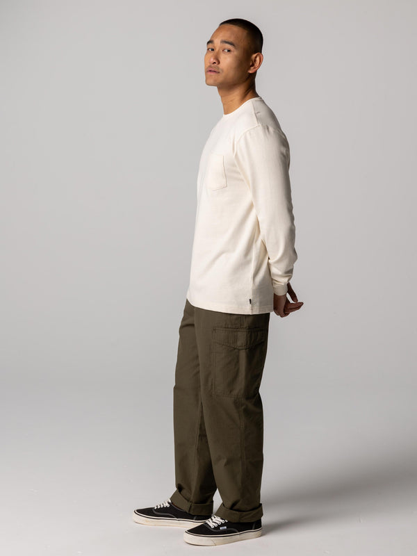 Finisterre Men's Orca Recycled Pocket Long Sleeve T-Shirt Ecru