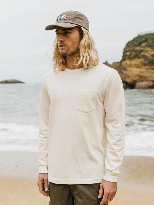 finisterre Men's Orca Recycled Pocket Long Sleeve T-Shirt Ecru