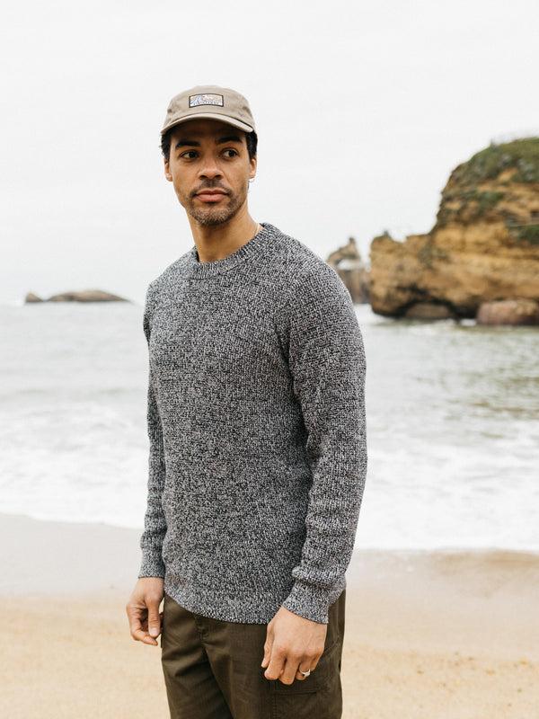 Finisterre Men's Trippet Waffle Knit Jumper Navy/Ecru
