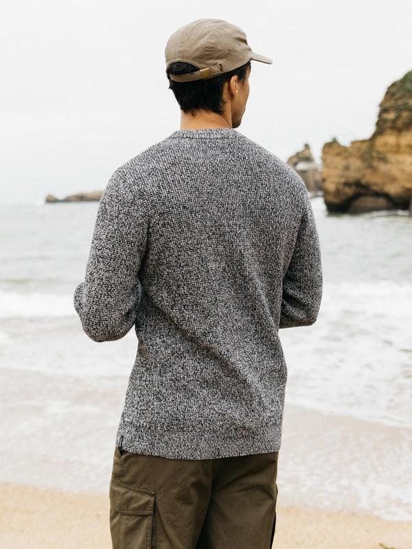 Finisterre Men's Trippet Waffle Knit Jumper Navy/Ecru