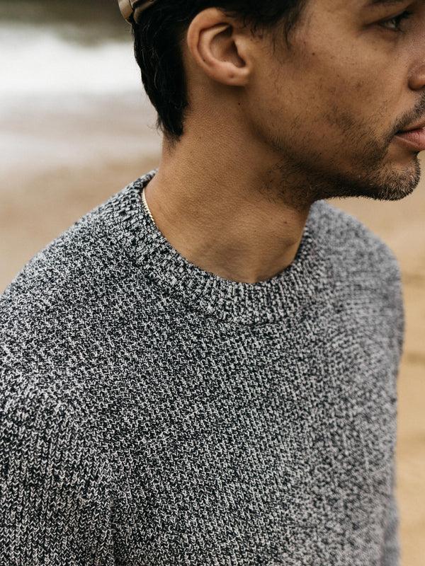 Finisterre Men's Trippet Waffle Knit Jumper Navy/Ecru