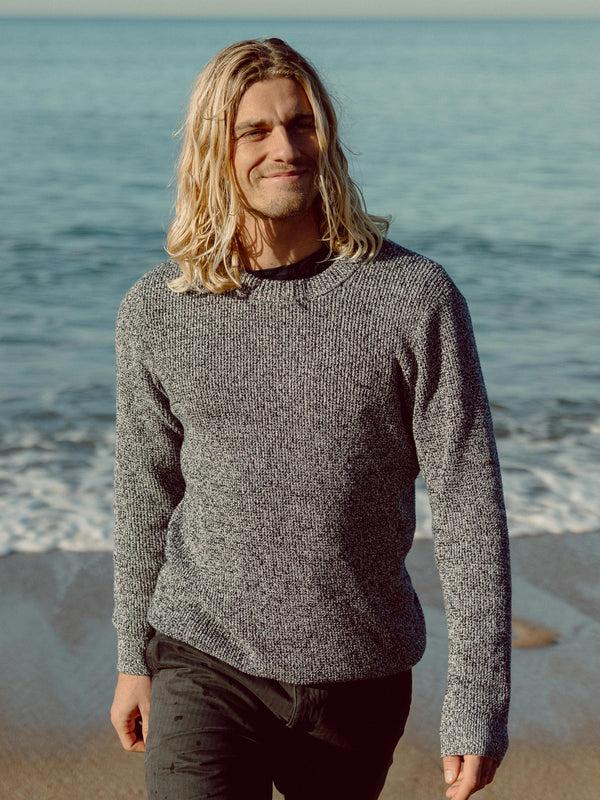 finisterre Men's Trippet Waffle Knit Jumper Navy/Ecru