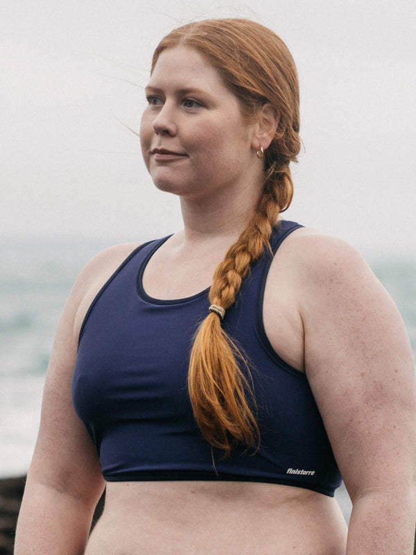 finisterre Women's Ailla Reversible Racer Bikini Top Eagle Ray Print/Midnight