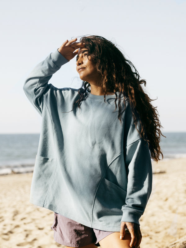 finisterre Women's Awen Oversized Sweatshirt Blue Stone