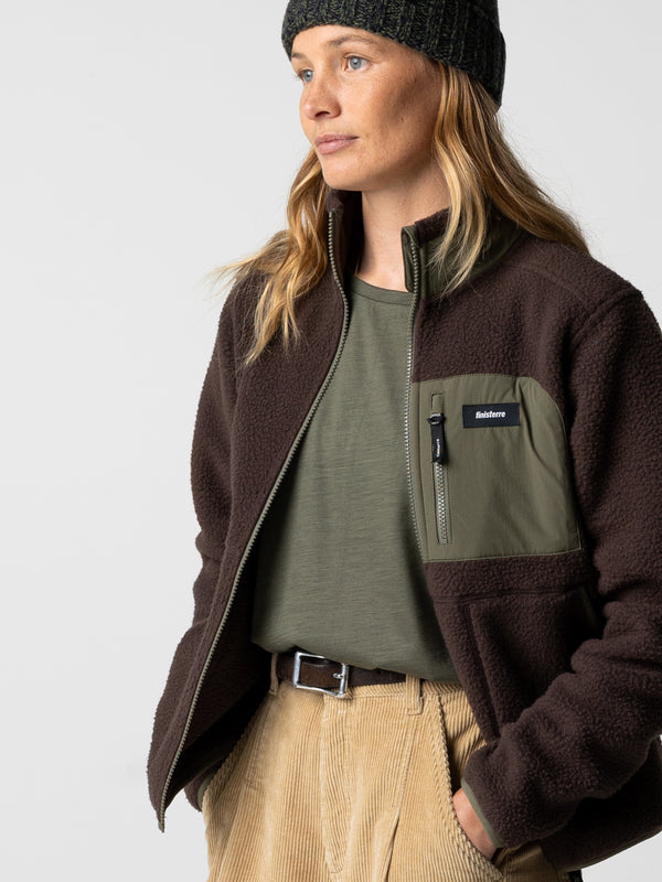 Finisterre Women's Bolster Full Zip Fleece Burnt Umber/Olive