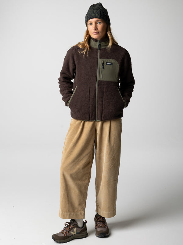 Finisterre Women's Bolster Full Zip Fleece Burnt Umber/Olive