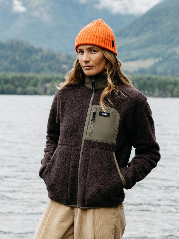 finisterre Women's Bolster Full Zip Fleece Burnt Umber/Olive