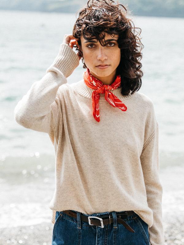 finisterre Women's Cavan Ribbed Knit Jumper Oatmeal