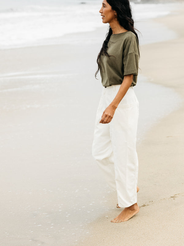 Finisterre Women's Croft Workwear Barrel Trouser Ecru