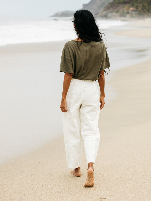 Finisterre Women's Croft Workwear Barrel Trouser Ecru