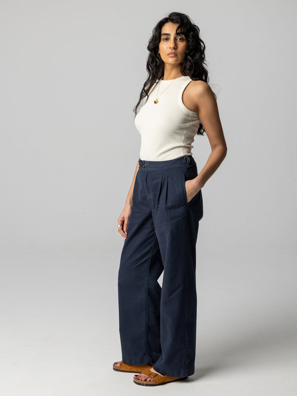 Finisterre Women's Croft Workwear Wide Leg Trouser Navy