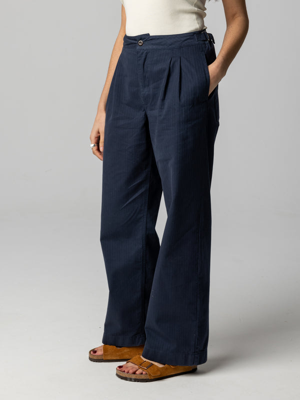 finisterre Women's Croft Workwear Wide Leg Trouser Navy