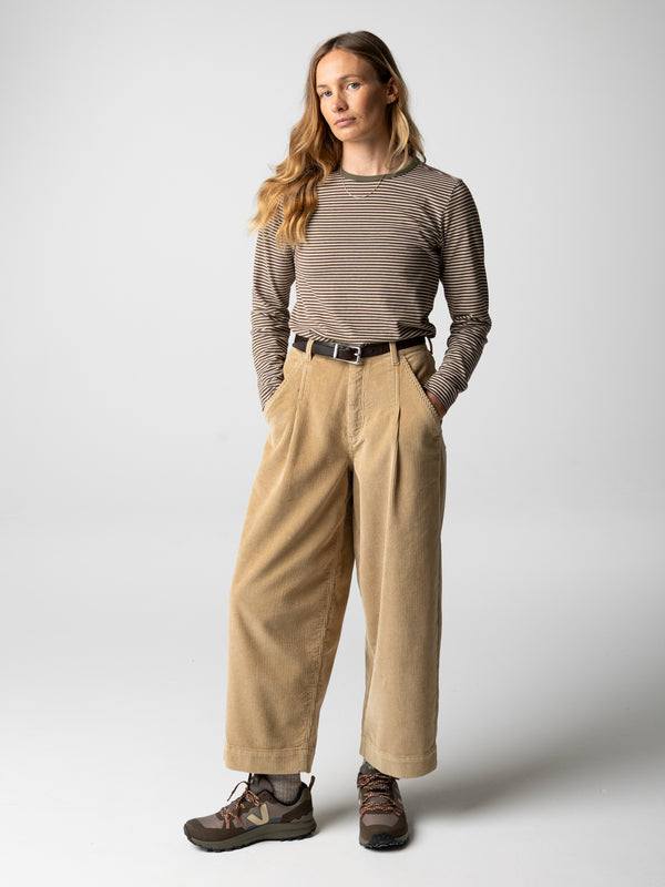 Finisterre Women's Eldon Long Sleeve T-Shirt Seagrass/Plum/Ecru