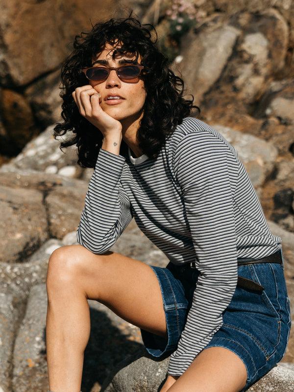 finisterre Women's Eldon Long Sleeve T-Shirt Winter Sky/Bay Leaf