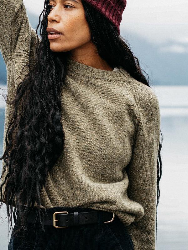 Finisterre Women's Farne Crew Neck Knit Jumper Seagrass
