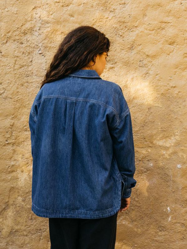 Finisterre Women's Gwavas Denim Overshirt Washed Indigo Denim