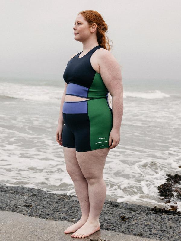 Finisterre Women's Kaia 2mm Yulex® Bikini Top Navy/Lake/Samphire