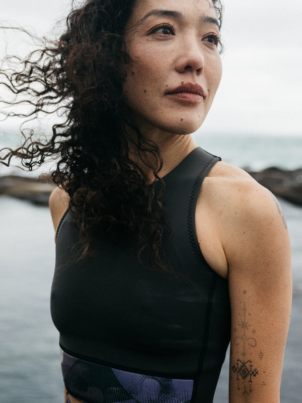 Finisterre Women's Kaia 2mm Yulex® Bikini Top Raven Lofi Print