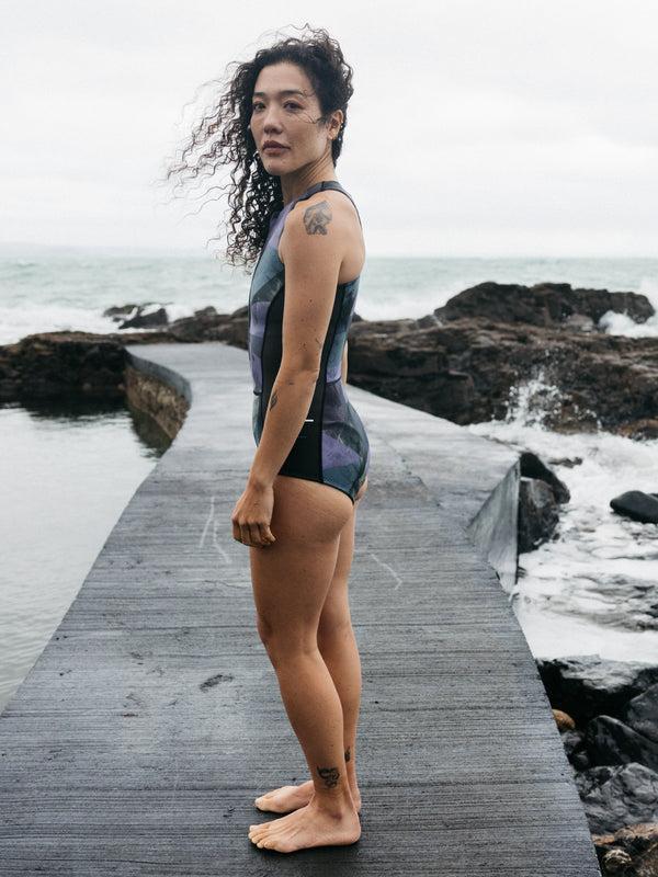 Finisterre Women's Kaia 2mm Yulex® Swimsuit Raven Lofi Print