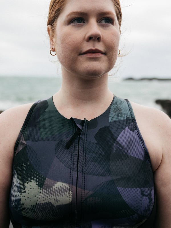 Finisterre Women's Kaia 2mm Yulex® Swimsuit Raven Lofi Print