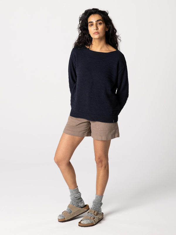 Finisterre Women's Travean Textured Knit Jumper Navy