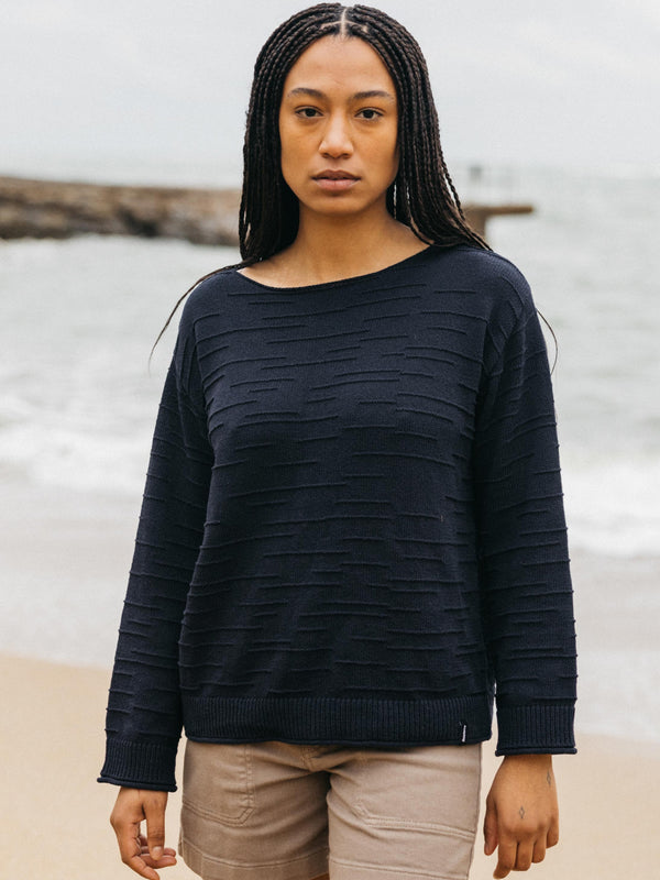 finisterre Women's Travean Textured Knit Jumper Navy