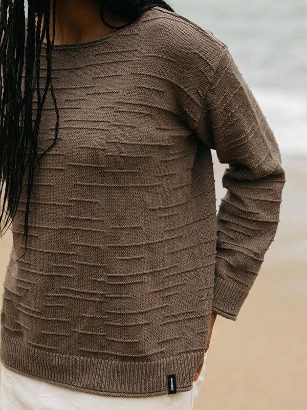 Finisterre Women's Travean Textured Knit Jumper Woodsmoke