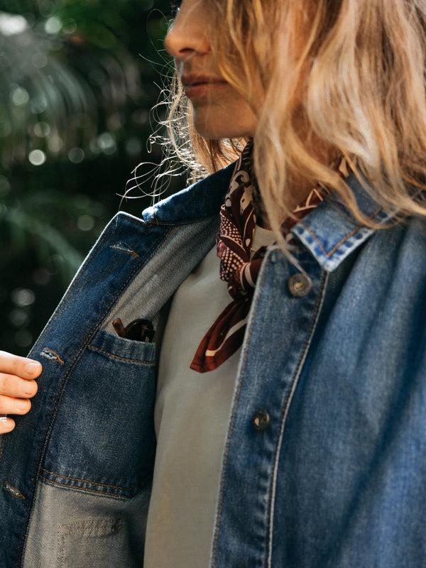 Finisterre Women's Yarrel Denim Chore Jacket Washed Indigo