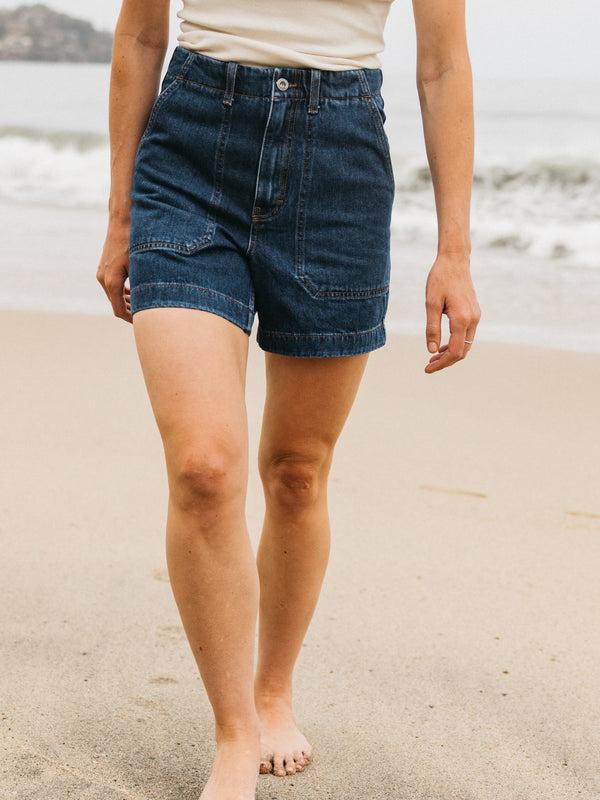 finisterre Women's Yarrel Denim Short Dark Indigo Denim