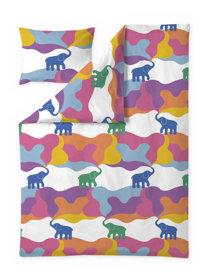 finlayson Elefantti riemu Duvet cover set Bright Multi / White