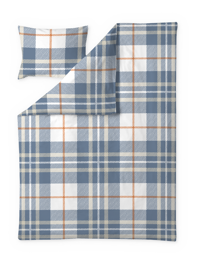 Finlayson Gingham Duvet Cover Set Blue / Orange