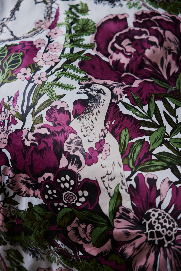 Finlayson Imagine Sateen Duvet Cover Set Wine / Rose / Green