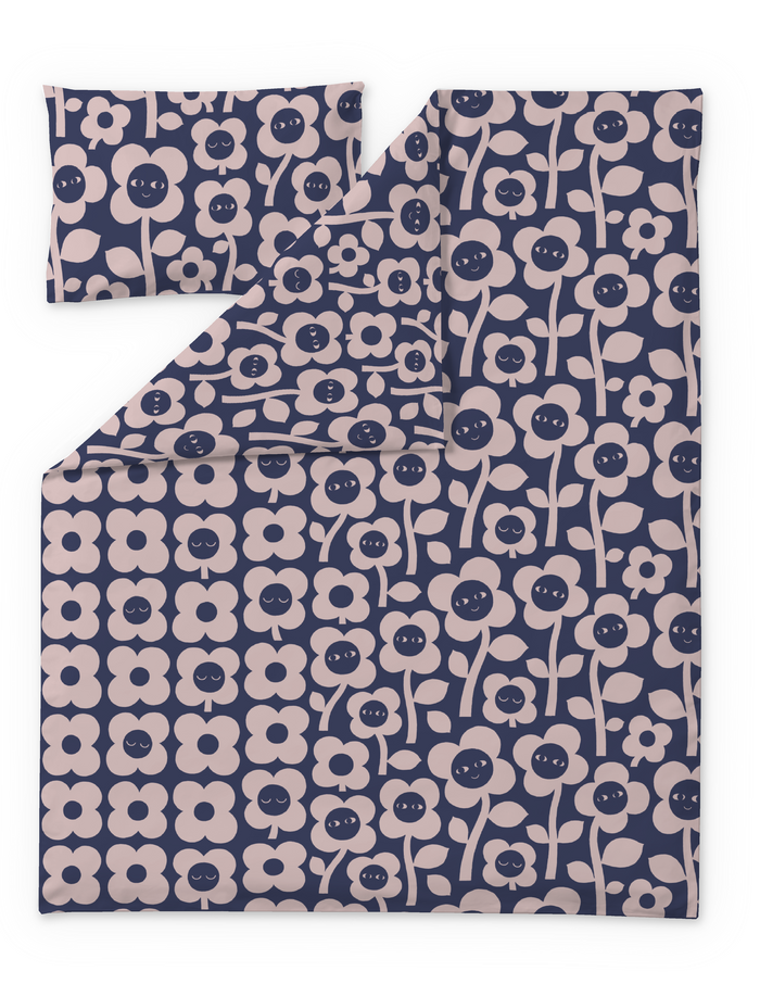 Finlayson Kukkariemu Duvet Cover Set Dark Blue / Rose