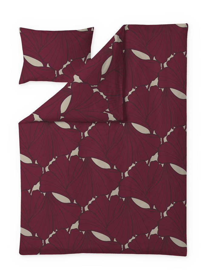 Finlayson Lilia Double Sateen Duvet Cover Set Burgundy / Beige