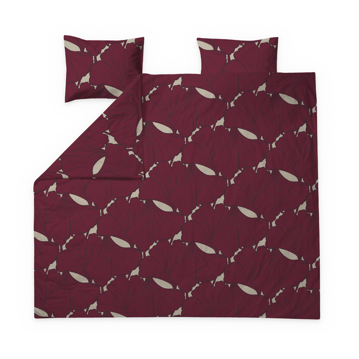 Finlayson Lilia Double Sateen Duvet Cover Set Burgundy / Beige